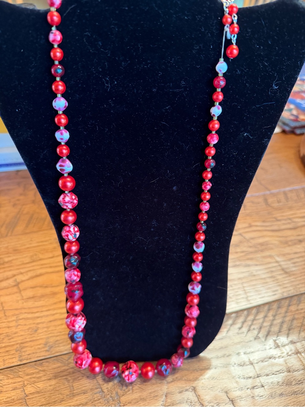 Vintage Red Beaded Necklace